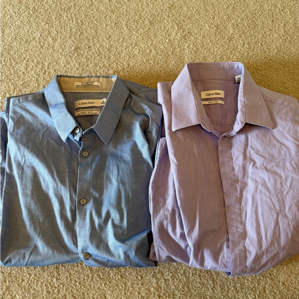 Calvin Klein Men's Dress Shirts - Light Blue and Lavender